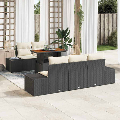 Garten Essgruppe 6 pcs Schwarz und Creme 100 x 55 x 73 cm