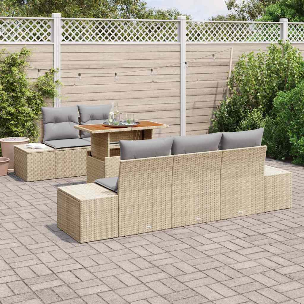 Garten Essgruppe mit Kissen 6 pcs Beige, Grau 100 x 55 x 73 cm