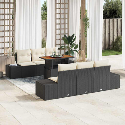 Garten Essgruppe 7 pcs Schwarz und Creme 100 x 55 x 73 cm
