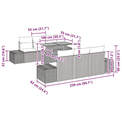 Garten Essgruppe 7 pcs Schwarz und Creme 100 x 55 x 73 cm