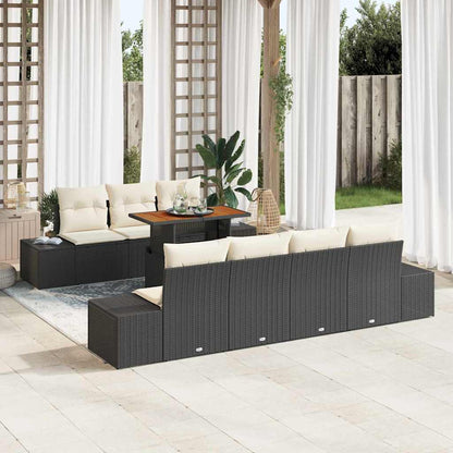 Garten Essgruppe 8 pcs Schwarz und Creme 100 x 55 x 73 cm