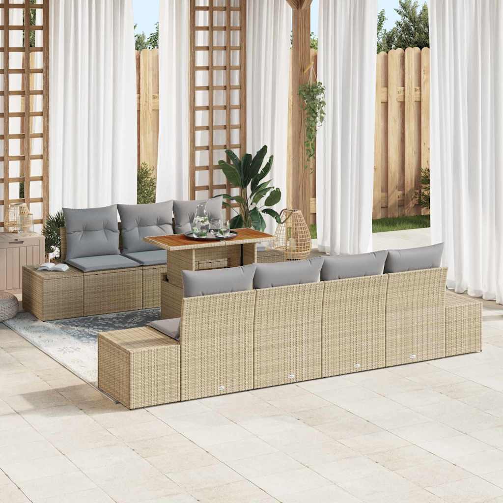 Garten Essgruppe mit Kissen 8 pcs Beige, Grau 100 x 55 x 73 cm