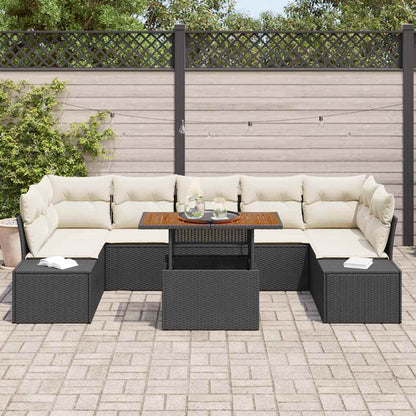 Garten Essgruppe 8 pcs Schwarz und Creme 100 x 55 x 73 cm