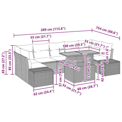 Garten Essgruppe mit Kissen 8 pcs Grau, Braun 100 x 55 x 73 cm