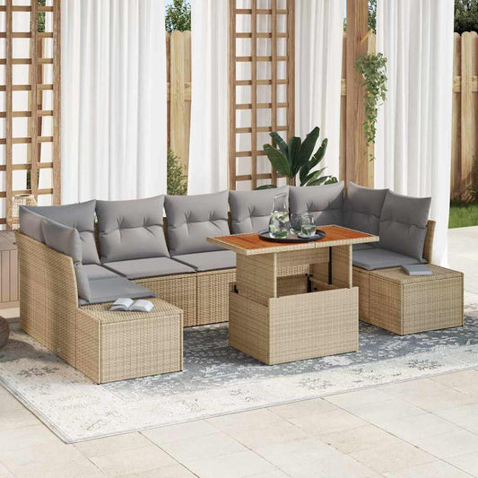 Garten Essgruppe mit Kissen 8 pcs Beige, Grau 100 x 55 x 73 cm
