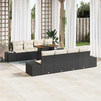 Garten Essgruppe 9 pcs Schwarz und Creme 100 x 55 x 73 cm