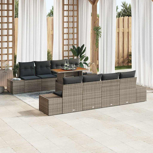 Garten Essgruppe mit Kissen 9 pcs Grau, Braun 100 x 55 x 73 cm