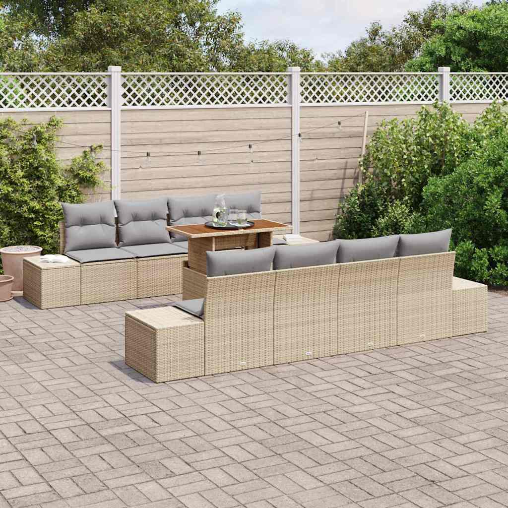 Garten Essgruppe mit Kissen 9 pcs Beige, Grau 100 x 55 x 73 cm