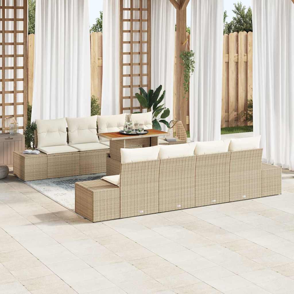 Garten Essgruppe 9 pcs Beige und Creme 100 x 55 x 73 cm