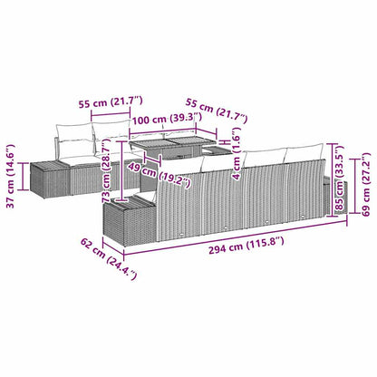 Garten Essgruppe 9 pcs Beige und Creme 100 x 55 x 73 cm