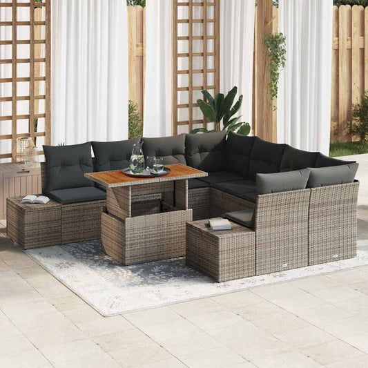 Garten Essgruppe mit Kissen 9 pcs Grau, Braun 100 x 55 x 73 cm