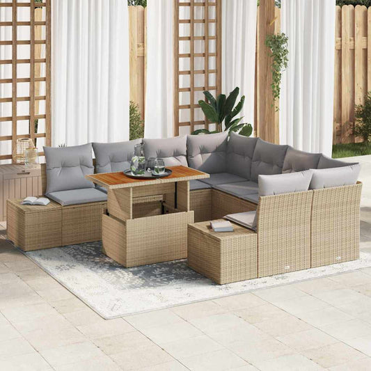 Garten Essgruppe mit Kissen 9 pcs Beige, Grau 100 x 55 x 73 cm