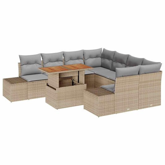 Garten Essgruppe mit Kissen 9 pcs Beige, Grau 100 x 55 x 73 cm