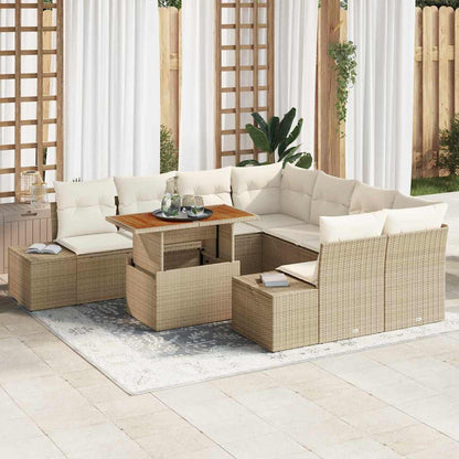 Garten Essgruppe 9 pcs Beige und Creme 100 x 55 x 73 cm