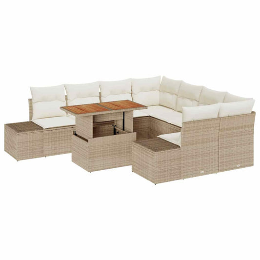 Garten Essgruppe 9 pcs Beige und Creme 100 x 55 x 73 cm