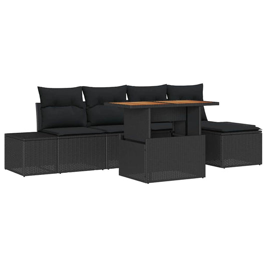 Garten Essgruppe mit Kissen 6 pcs Schwarz, Braun