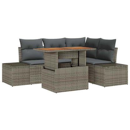 Garten-Sofa-Set mit Kissen 5 pcs Grau, Braun 100 x 55 x 73 cm