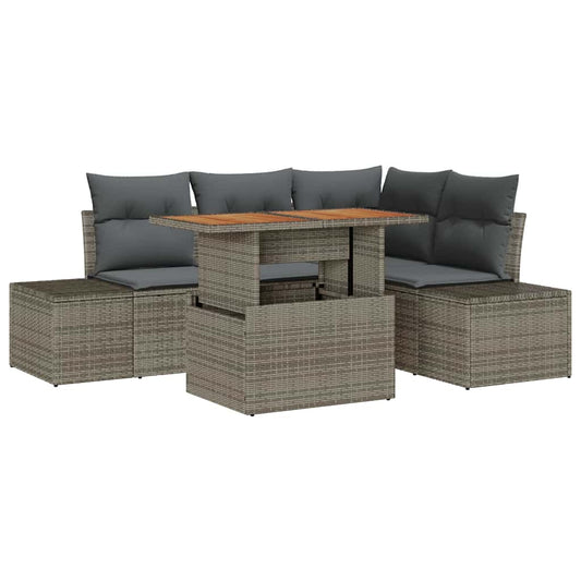 Garten-Sofa-Set mit Kissen 5 pcs Grau, Braun 100 x 55 x 73 cm