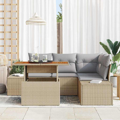 Garten-Sofa-Set mit Kissen 5 pcs Beige, Grau 100 x 55 x 73 cm