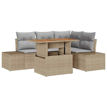 Garten-Sofa-Set mit Kissen 5 pcs Beige, Grau 100 x 55 x 73 cm