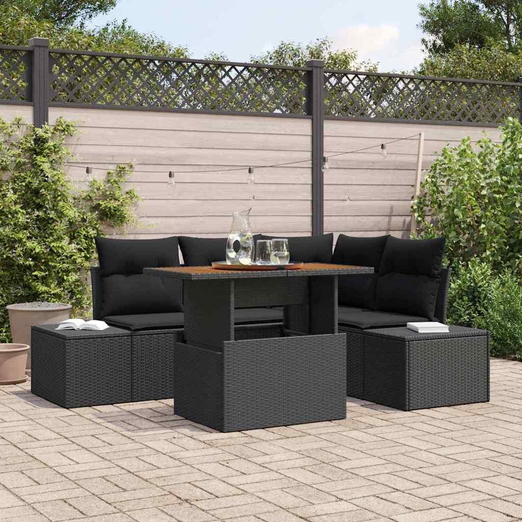 Garten-Sofa-Set Manuell 5 pcs Schwarz, Braun 100 x 55 x 73 cm