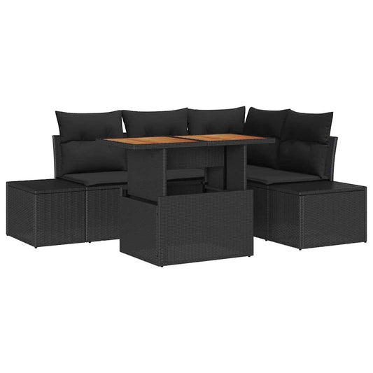 Garten-Sofa-Set Manuell 5 pcs Schwarz, Braun 100 x 55 x 73 cm