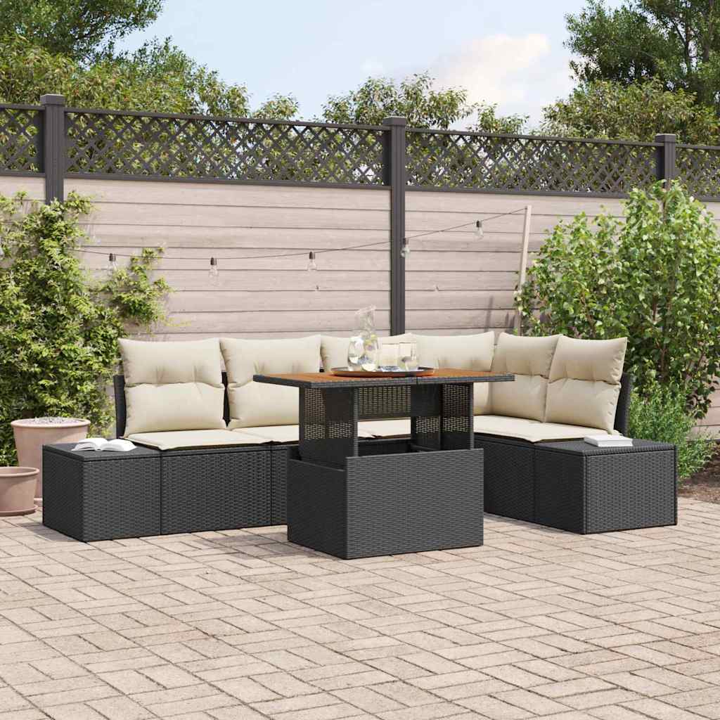 Garten Essgruppe 6 pcs Schwarz und Creme 100 x 55 x 73 cm