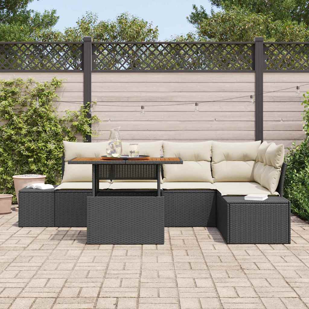 Garten Essgruppe 6 pcs Schwarz und Creme 100 x 55 x 73 cm