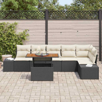 Garten Essgruppe 7 pcs Schwarz und Creme 100 x 55 x 73 cm