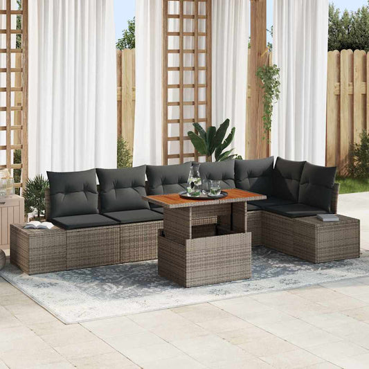 Garten Essgruppe mit Kissen 7 pcs Grau, Braun 100 x 55 x 73 cm