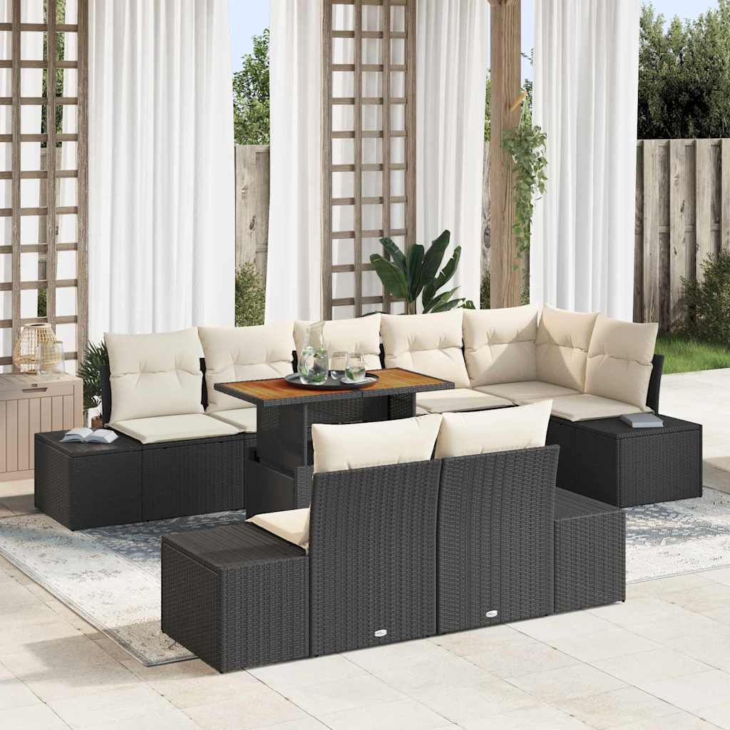 Garten Essgruppe 9 pcs Schwarz und Creme 100 x 55 x 73 cm