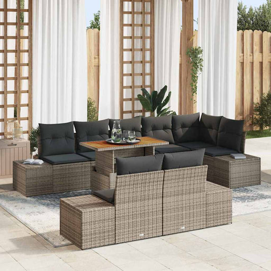 Garten Essgruppe mit Kissen 9 pcs Grau, Braun 100 x 55 x 73 cm
