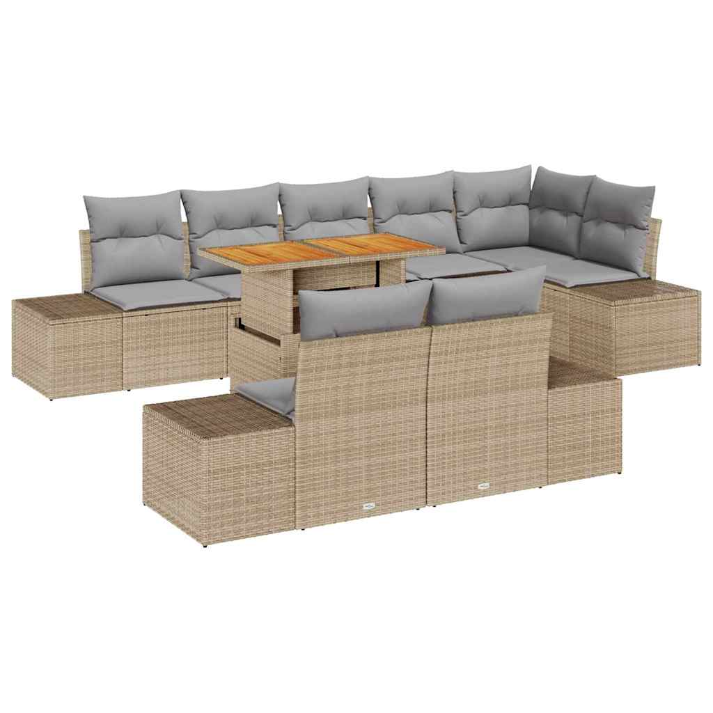 Garten Essgruppe mit Kissen 9 pcs Beige, Grau 100 x 55 x 73 cm