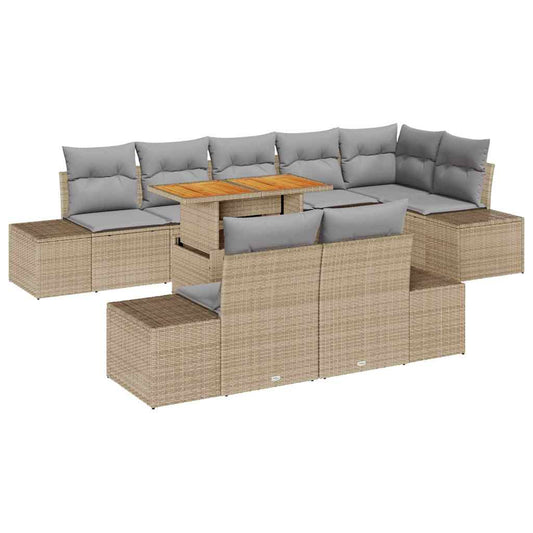 Garten Essgruppe mit Kissen 9 pcs Beige, Grau 100 x 55 x 73 cm