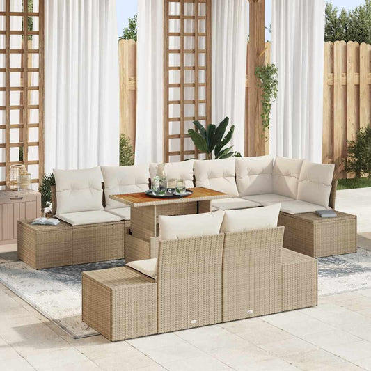Garten Essgruppe 9 pcs Beige und Creme 100 x 55 x 73 cm
