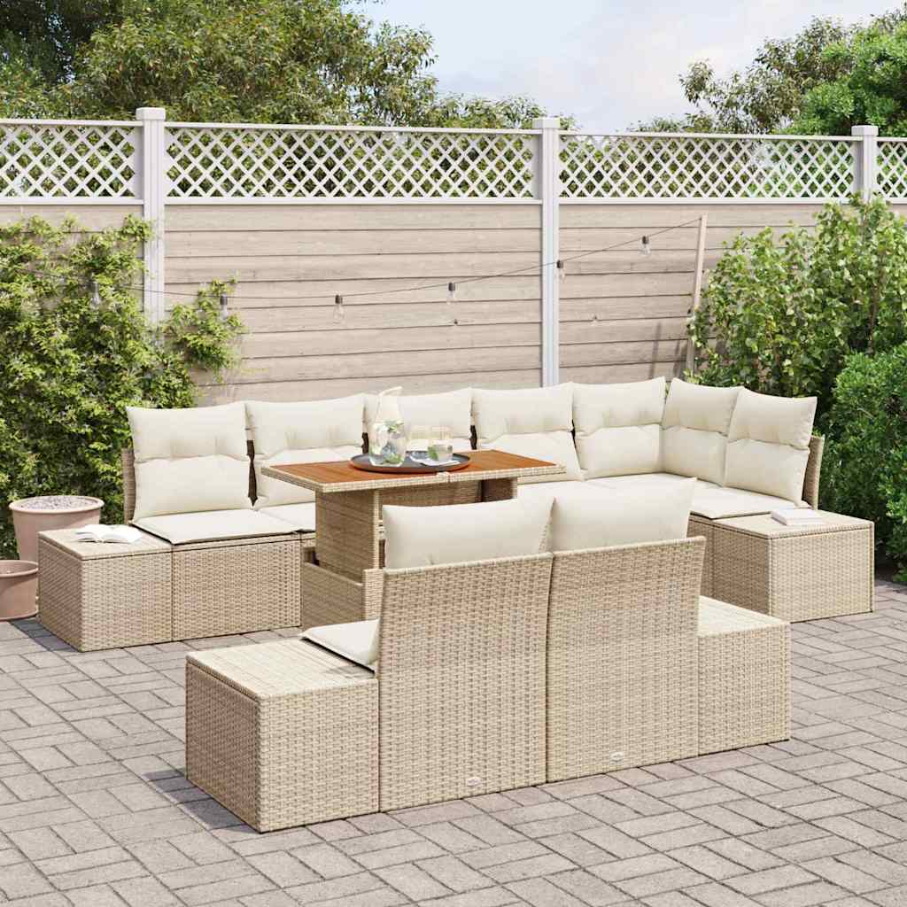 Garten Essgruppe 9 pcs Beige und Creme 100 x 55 x 73 cm
