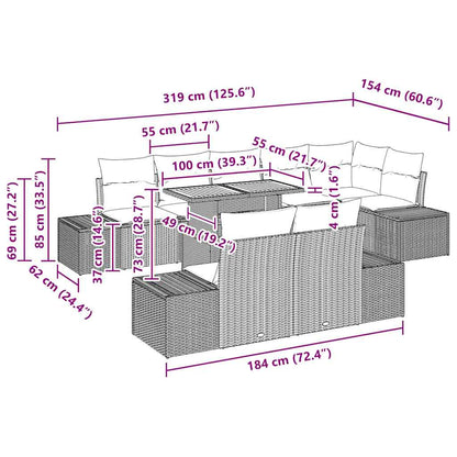 Garten Essgruppe 9 pcs Beige und Creme 100 x 55 x 73 cm