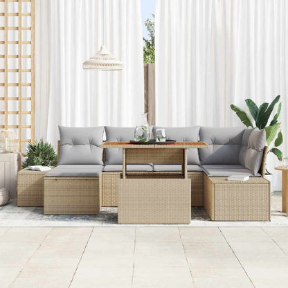 Garten Essgruppe mit Kissen 7 pcs Beige, Grau