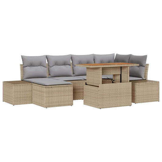 Garten Essgruppe mit Kissen 7 pcs Beige, Grau