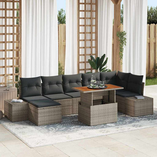 Garten-Sofa-Set mit Kissen 8 pcs Grau, Braun