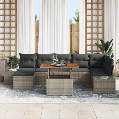 Garten-Sofa-Set mit Kissen 8 pcs Grau, Braun