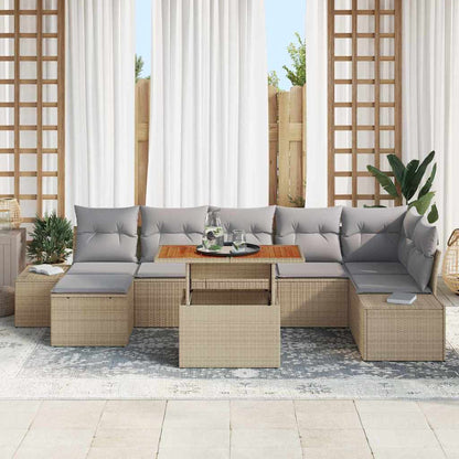 Garten-Sofa-Set mit Kissen 8 pcs Beige, Grau