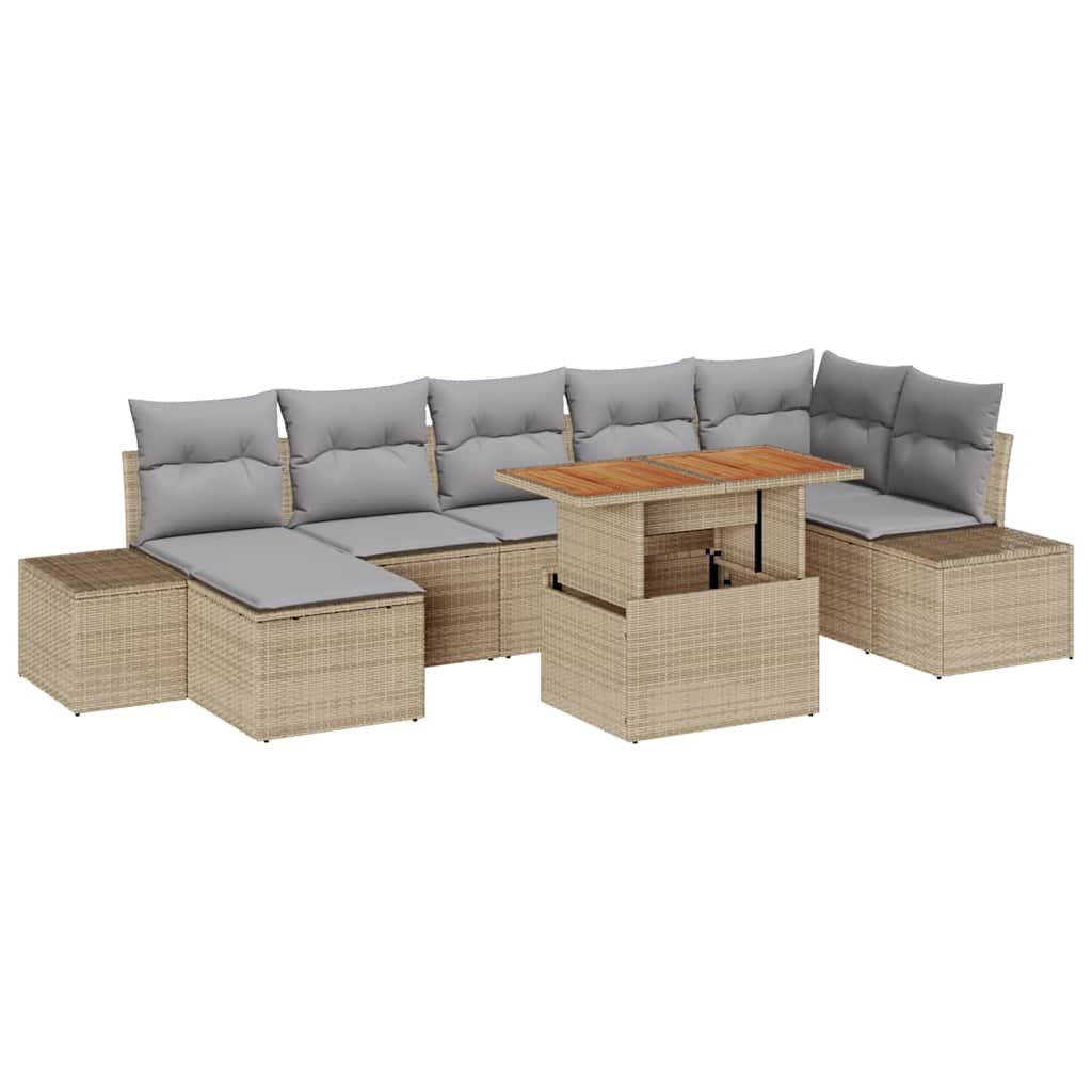 Garten-Sofa-Set mit Kissen 8 pcs Beige, Grau