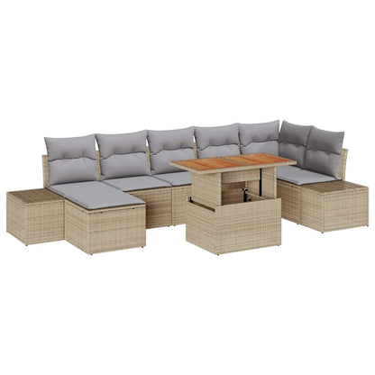 Garten-Sofa-Set mit Kissen 8 pcs Beige, Grau