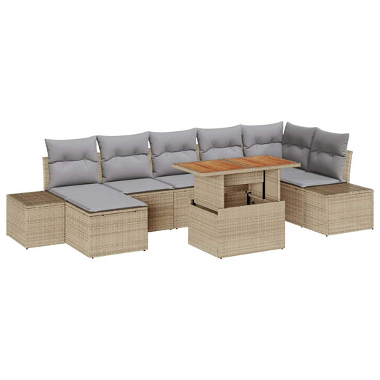 Garten-Sofa-Set mit Kissen 8 pcs Beige, Grau