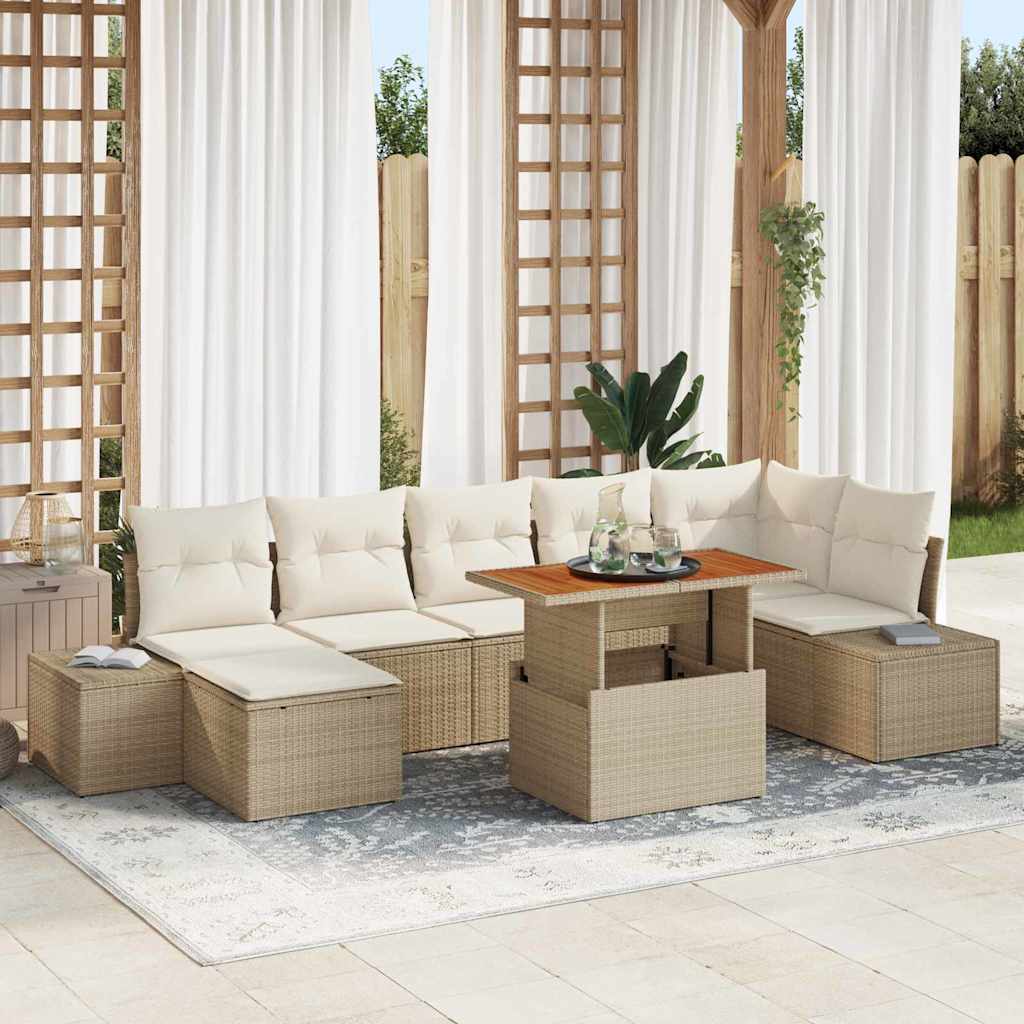 Garten-Sofa-Set mit Kissen 8 pcs Beige und Creme