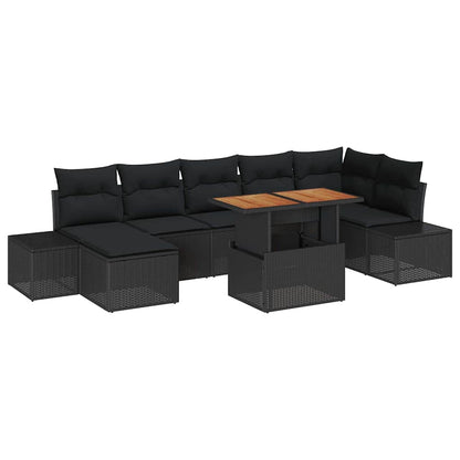 Garten-Sofa-Set mit Kissen 8 pcs Schwarz, Braun