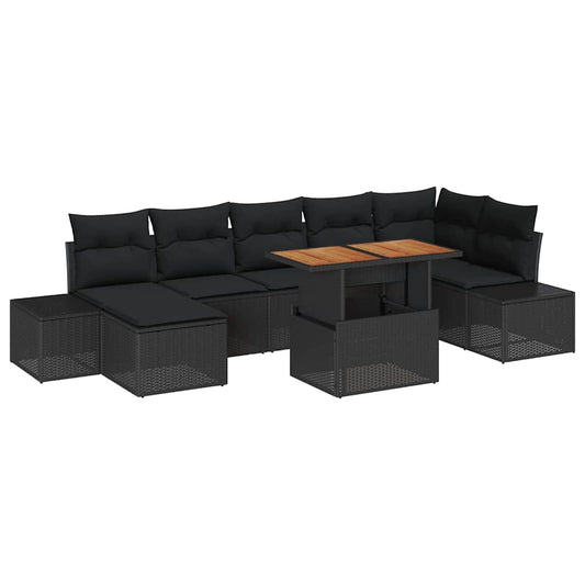 Garten-Sofa-Set mit Kissen 8 pcs Schwarz, Braun