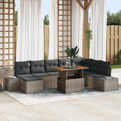 Garten Essgruppe mit Kissen 9 pcs Grau, Braun