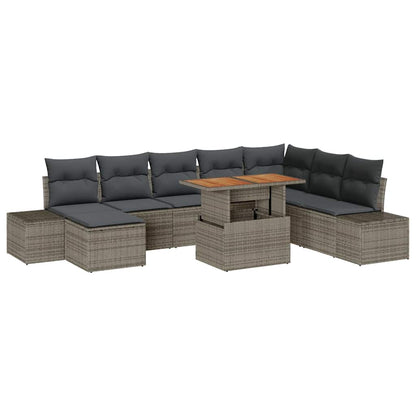 Garten Essgruppe mit Kissen 9 pcs Grau, Braun